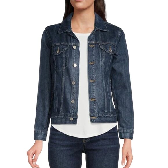 Lucky Brand Tomboy Trucker Long Sleeve Point Collar Denim Jacket Pockets Size XL - Picture 1 of 9